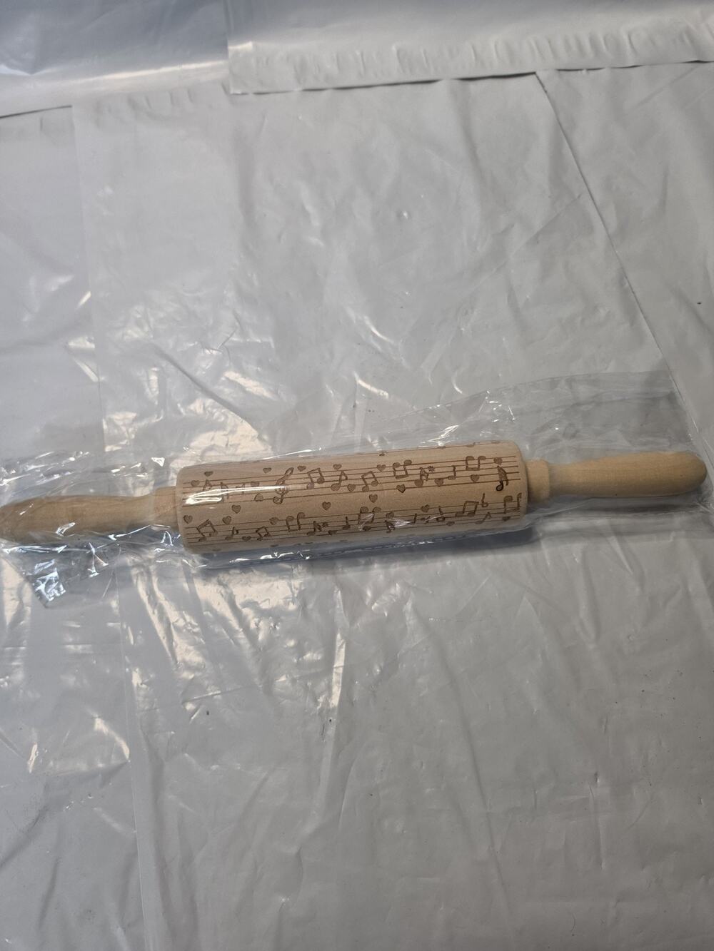 Cookie Dough Embossed Wooden Rolling Pin Music Note Design Rock Classic